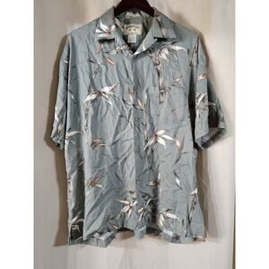 Vintage Bamboo‎ Cay Hawaiian Shirt Size L Brown Rayon Tan Floral Hibiscus Summer